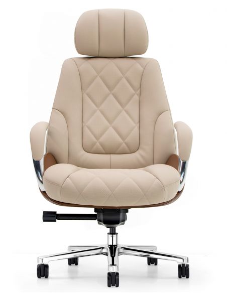Крісло KRESLALUX RACER 01 BROWN & BEIGE для керівника, шкіряне