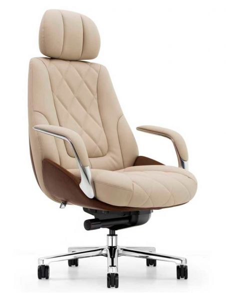 Крісло KRESLALUX RACER 01 BROWN & BEIGE для керівника, шкіряне