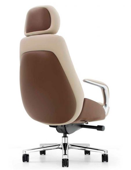 Крісло KRESLALUX RACER 01 BROWN & BEIGE для керівника, шкіряне