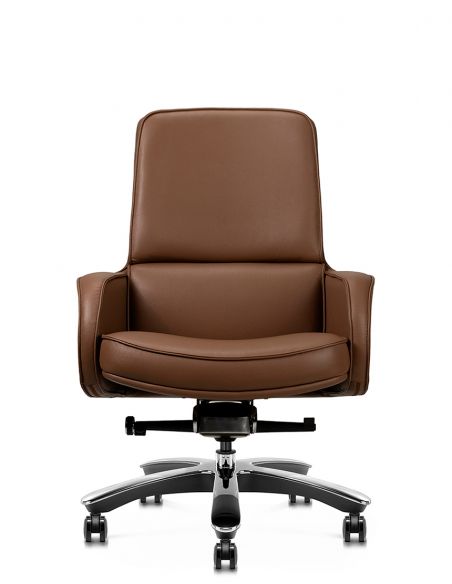 Крісло KRESLALUX CROWN 02 BROWN, для відвідувача, шкіряне