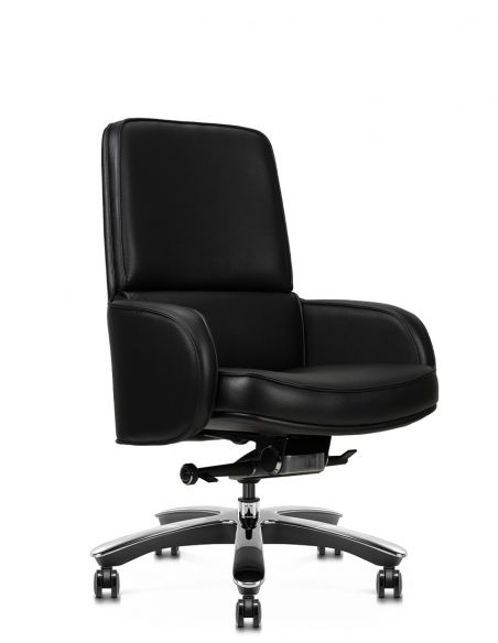 Крісло KRESLALUX CROWN 02 BLACK, для відвідувача, шкіряне