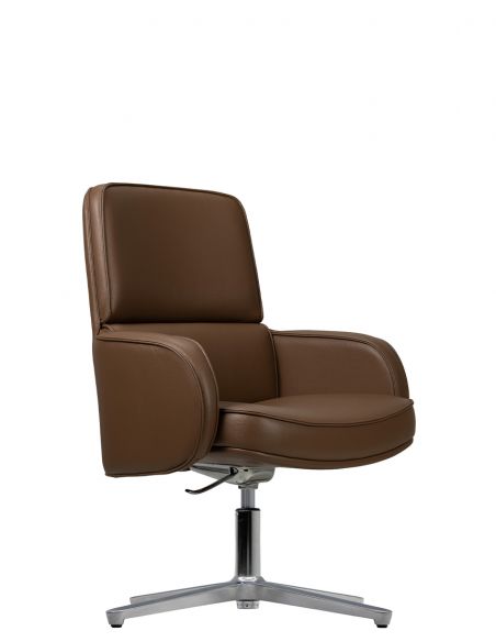 Крісло KRESLALUX CROWN 03 BROWN, для відвідувача, шкіряне