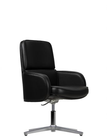 Крісло KRESLALUX CROWN 03 BLACK, для відвідувача, шкіряне