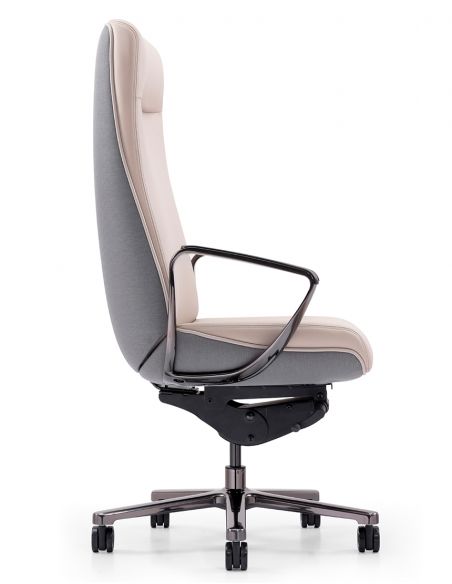 Крісло KRESLALUX TORNA 01 GREY & BEIGE для керівника, шкіряне