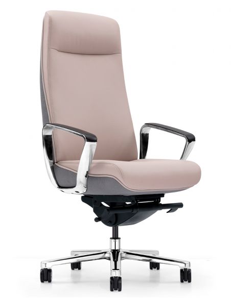 Крісло KRESLALUX TORNA 01 GREY & BEIGE для керівника, шкіряне