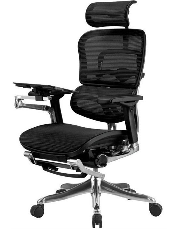 Крісло комп'ютерне ERGOHUMAN PLUS c підставкою для ніг, ергономічне, чорного кольору