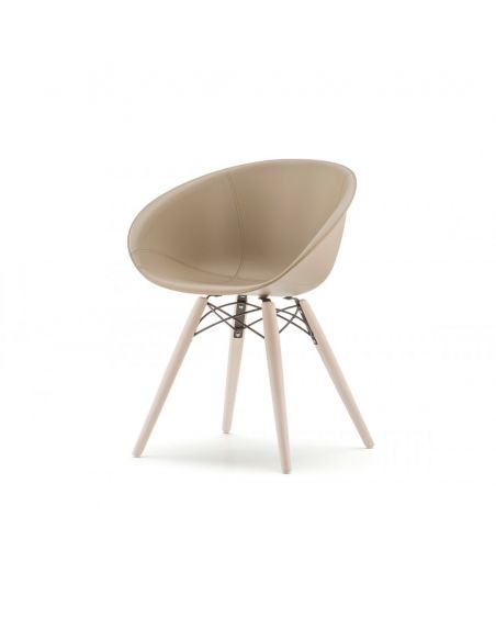 Стілець PEDRALI GLISS WOOD 904/F Шкіряний