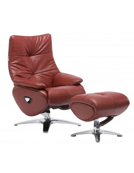 Крісло-реклайнер ALPHA 158, натуральна шкіра