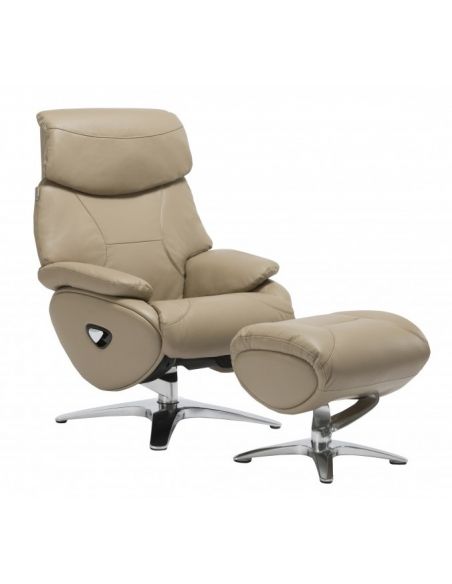 Крісло-реклайнер ALPHA 118, натуральна шкіра