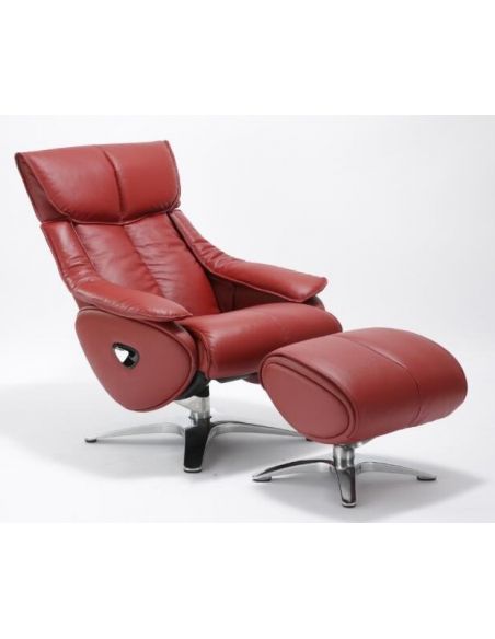 Крісло-реклайнер ALPHA 108, натуральна шкіра
