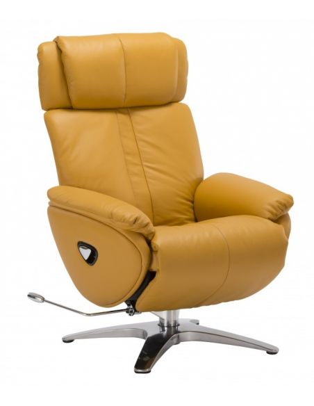 Крісло-реклайнер ALPHA 129, натуральна шкіра