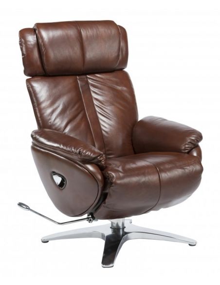 Крісло-реклайнер ALPHA 129, натуральна шкіра