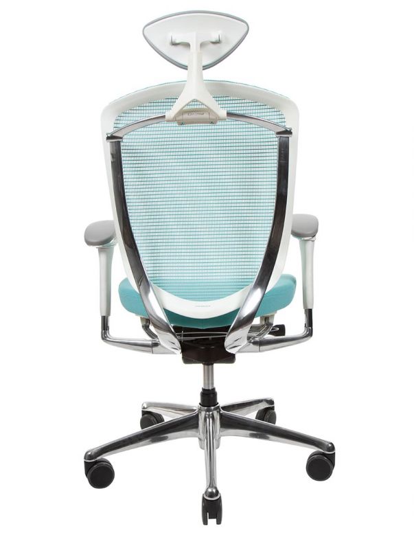 Крісло OKAMURA CONTESSA SECONDA, з підголівником, тканинне сидіння, білий корпус, шалфей