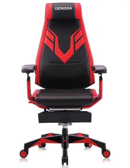 Крісло геймерське GENIDIA GAMING (M-GN-BB-HAL-ML-RE), ергономічне, з підставкою для ніг