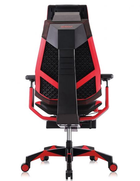 Крісло геймерське GENIDIA GAMING (M-GN-BB-HAL-ML-RE), ергономічне, з підставкою для ніг