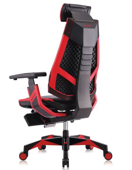 Крісло геймерське GENIDIA GAMING (M-GN-BB-HAL-ML-RE), ергономічне, з підставкою для ніг