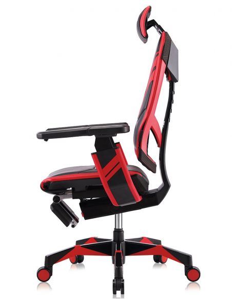 Крісло геймерське GENIDIA GAMING (M-GN-BB-HAL-ML-RE), ергономічне, з підставкою для ніг