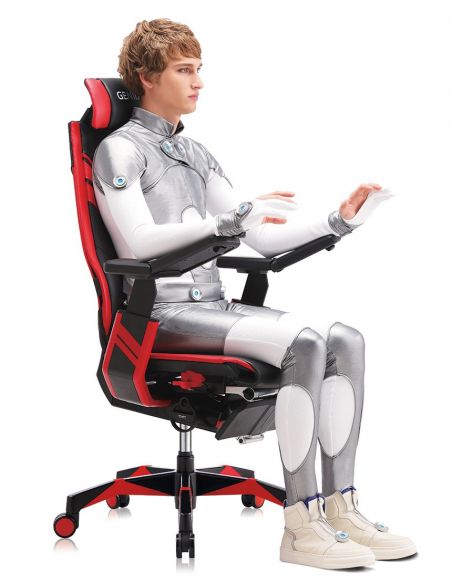 Крісло геймерське GENIDIA GAMING (M-GN-BB-HAL-ML-RE), ергономічне, з підставкою для ніг