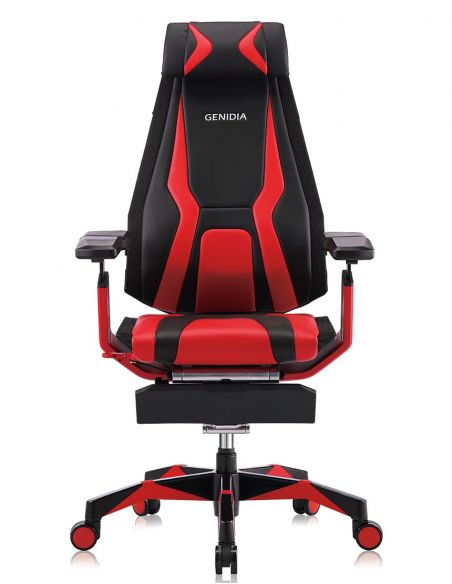 Крісло геймерське GENIDIA GAMING (M-GN-BB-HAL-ML-RE), ергономічне, з підставкою для ніг