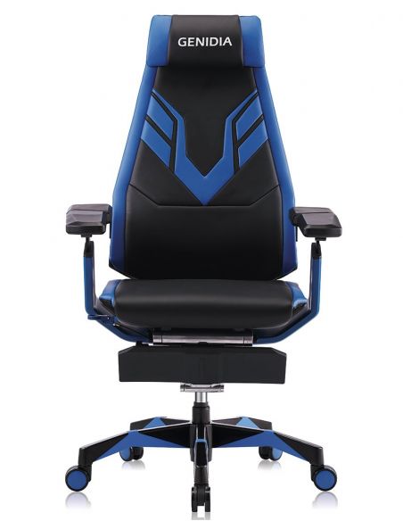 Крісло геймерське GENIDIA GAMING (M-GN-BB-HAL-ML-BL), ергономічне, з підставкою для ніг