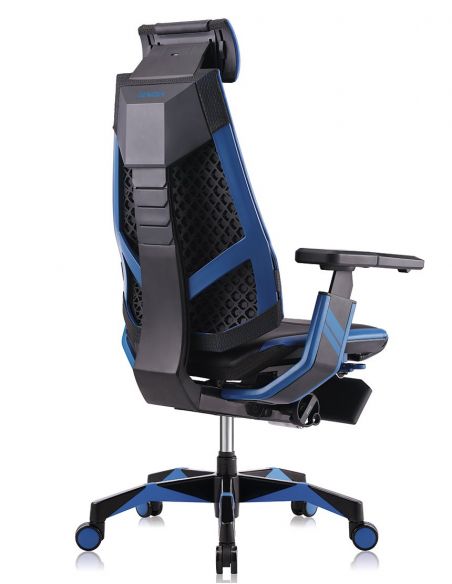 Крісло геймерське GENIDIA GAMING (M-GN-BB-HAL-ML-BL), ергономічне, з підставкою для ніг