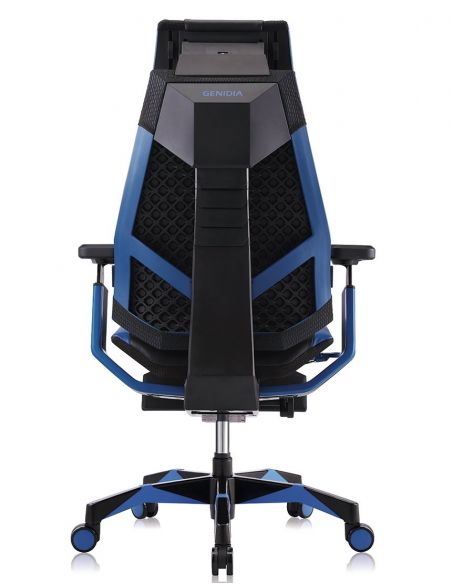 Крісло геймерське GENIDIA GAMING (M-GN-BB-HAL-ML-BL), ергономічне, з підставкою для ніг