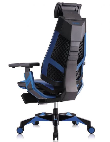 Крісло геймерське GENIDIA GAMING (M-GN-BB-HAL-ML-BL), ергономічне, з підставкою для ніг