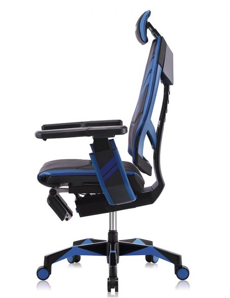 Крісло геймерське GENIDIA GAMING (M-GN-BB-HAL-ML-BL), ергономічне, з підставкою для ніг