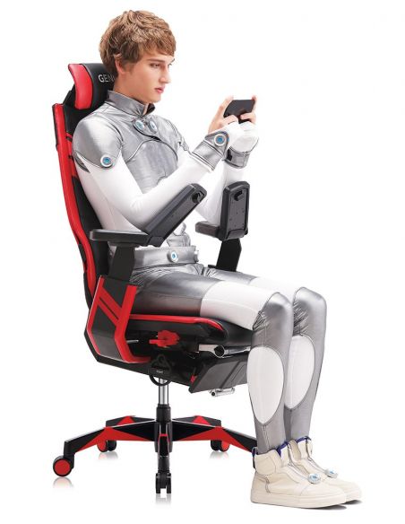 Крісло геймерське GENIDIA GAMING (M-GN-BB-HAL-ML-BL), ергономічне, з підставкою для ніг