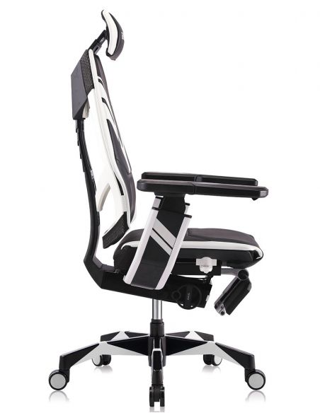 Крісло геймерьське GENIDIA GAMING (M-GN-BB-HAL-ML-WT), ергономічне, з підставкою для ніг