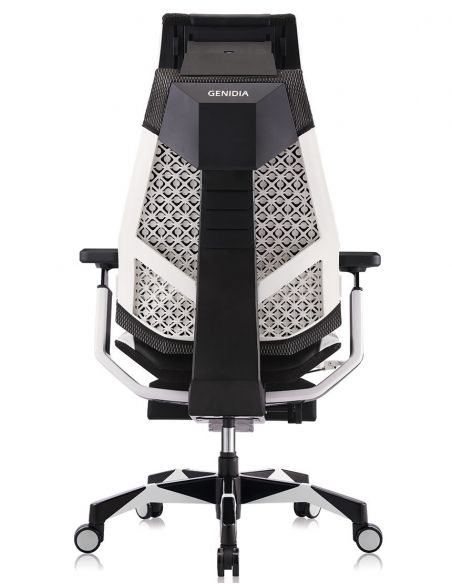 Крісло геймерьське GENIDIA GAMING (M-GN-BB-HAL-ML-WT), ергономічне, з підставкою для ніг