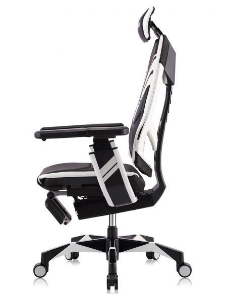 Крісло геймерьське GENIDIA GAMING (M-GN-BB-HAL-ML-WT), ергономічне, з підставкою для ніг