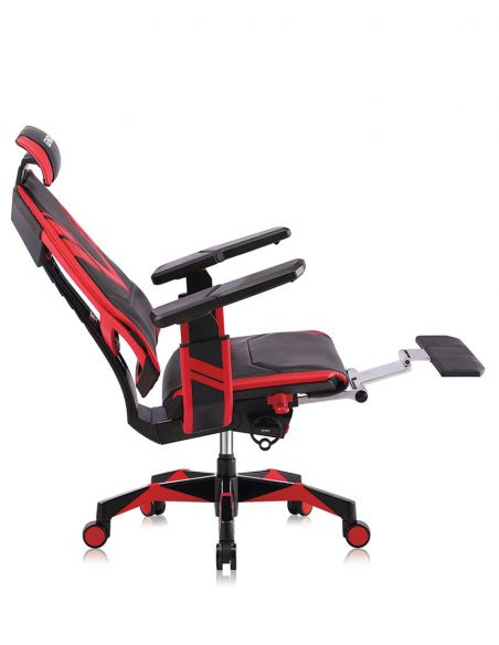 Крісло геймерьське GENIDIA GAMING (M-GN-BB-HAL-ML-WT), ергономічне, з підставкою для ніг