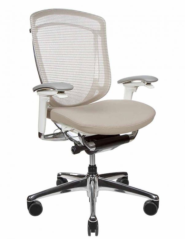 Крісло OKAMURA CONTESSA SECONDA, з тканинним сидінням, білий корпус, бежевий колір