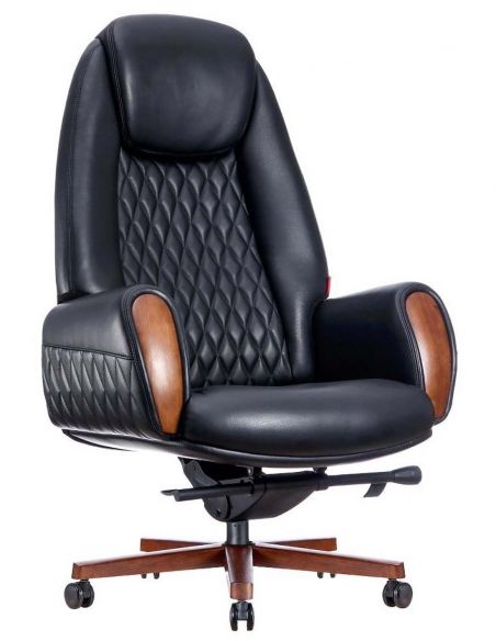 Крісло керівника шкіряне БОЇНГ BL, ЧОРНЕ