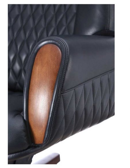 Крісло керівника шкіряне БОЇНГ BL, ЧОРНЕ