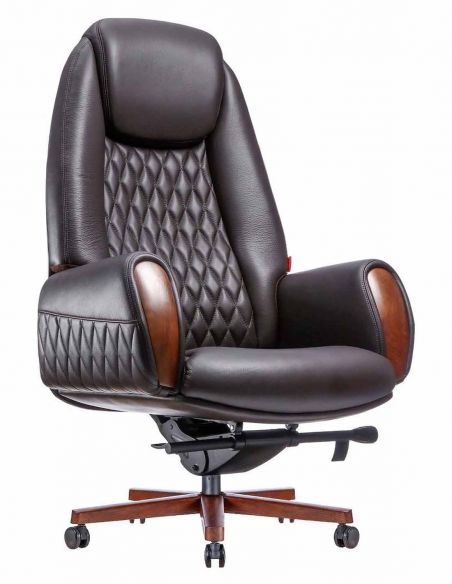 Крісло керівника шкіряне БОЇНГ BRL, КОРИЧНЕВЕ
