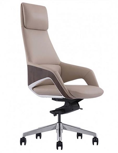 Крісло керівника шкіряне FK005, КЛАСИЧНЕ, БІЖЕВЕ