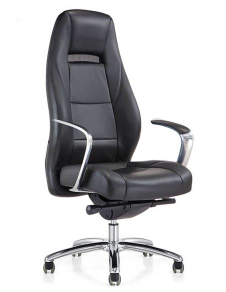 Крісло керівника шкіряне F161, СІРА ШКІРА