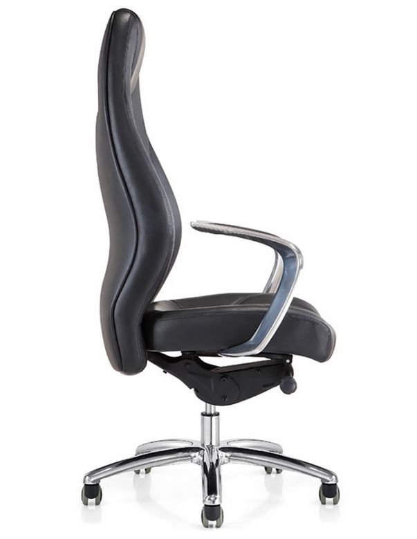 Крісло керівника шкіряне F161, ЧОРНА ШКІРА