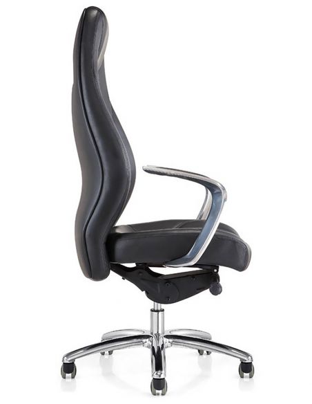 Крісло керівника шкіряне F161, ЧОРНА ШКІРА