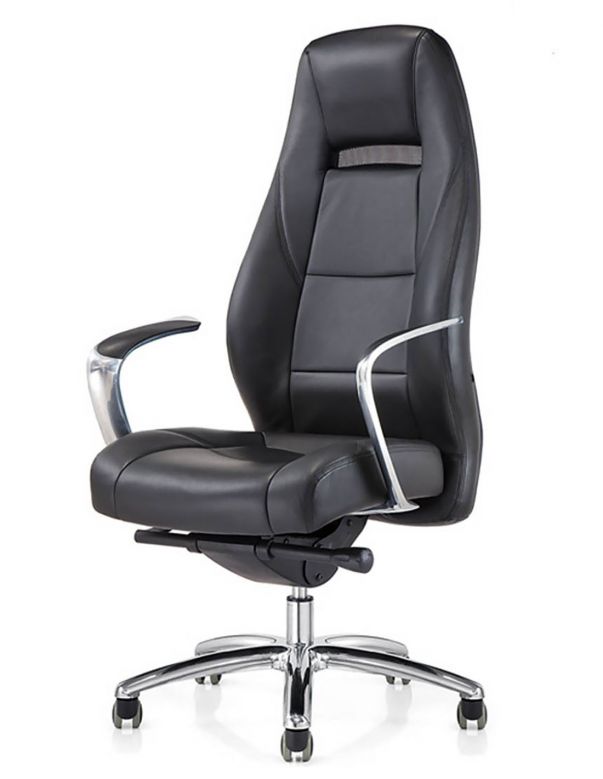 Крісло керівника шкіряне F161, ЧОРНА ШКІРА
