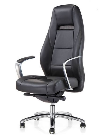 Крісло керівника шкіряне F161, ЧОРНА ШКІРА