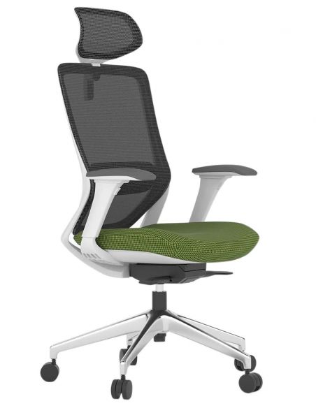 Крісло KRESLALUX SWIFT GHW GREEN ALU, офісне, білий корпус