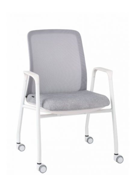 КРІСЛО СТІЛЕЦЬ ДЛЯ ВІДВІДУВАЧА GROSPOL AXEL З КОЛЕСАМИ, БІЛИЙ КОРПУС