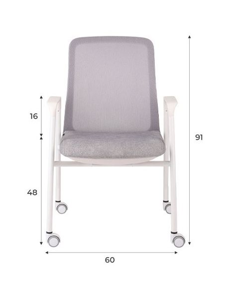 КРІСЛО СТІЛЕЦЬ ДЛЯ ВІДВІДУВАЧА GROSPOL AXEL З КОЛЕСАМИ, БІЛИЙ КОРПУС
