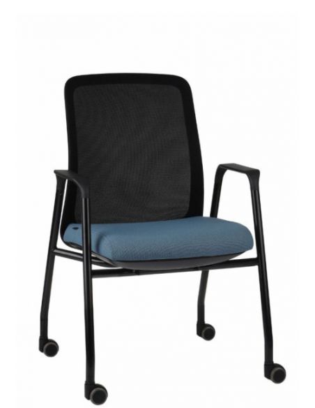 КРІСЛО СТІЛЕЦЬ ДЛЯ ВІДВІДУВАЧА GROSPOL AXEL З КОЛЕСАМИ, ЧОРНИЙ КОРПУС