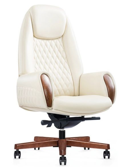 КРІСЛО БОЇНГ WL ДЛЯ КЕРІВНИКА, БІЛЕ, ШКІРЯНЕ