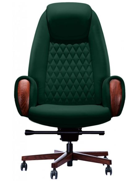 КРІСЛО БОЇНГ GL ДЛЯ КЕРІВНИКА, ЗЕЛЕНЕ, ШКІРЯНЕ