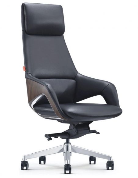 КРІСЛО КЕРІВНИКА ШКІРЯНЕ FK005, КЛАСИЧНЕ, ЧОРНЕ